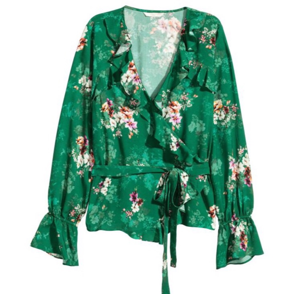 🌟 HOST PICK 🌟 H&M floral wrap blouse size 2